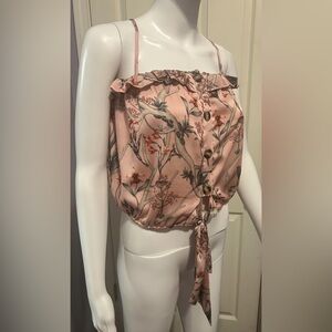 Nwt Johanna Ortiz Sz M Pink Floral Chery Blossom Top Whimsical Boho Cottagecore